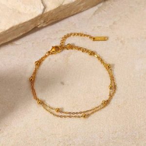 Double Beaded Ball Bracelet Gold